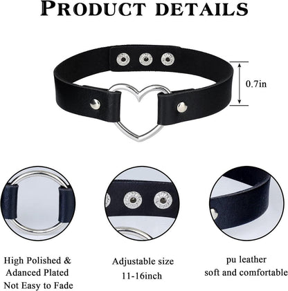 Gothic Choker Set Damen PU Leder Halsband 9PCS Punk Schwarz