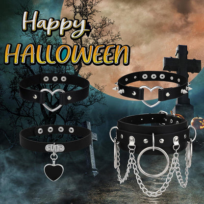 Gothic Choker Set Damen PU Leder Schwarz Nieten Rock Verstellbar
