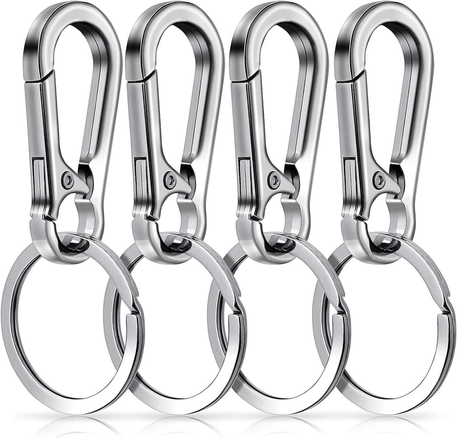Metall-Schlüsselanhänger Karabiner Clip 4er Pack silber