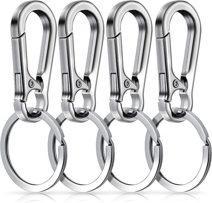Metall-Schlüsselanhänger Karabiner Clip 4er Pack silber