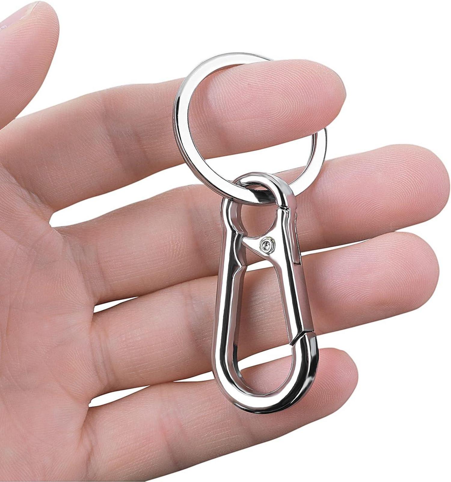 Metall-Schlüsselanhänger Karabiner Clip 4er Pack silber