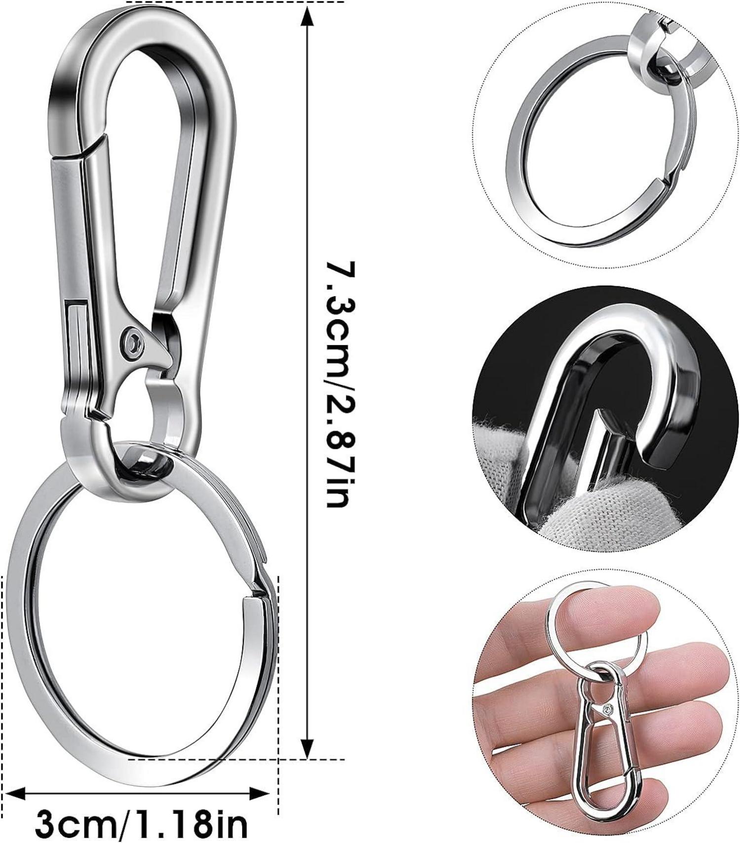Molain Metall-Schlüsselanhänger Karabiner Haken Organizer 4er Packung silber