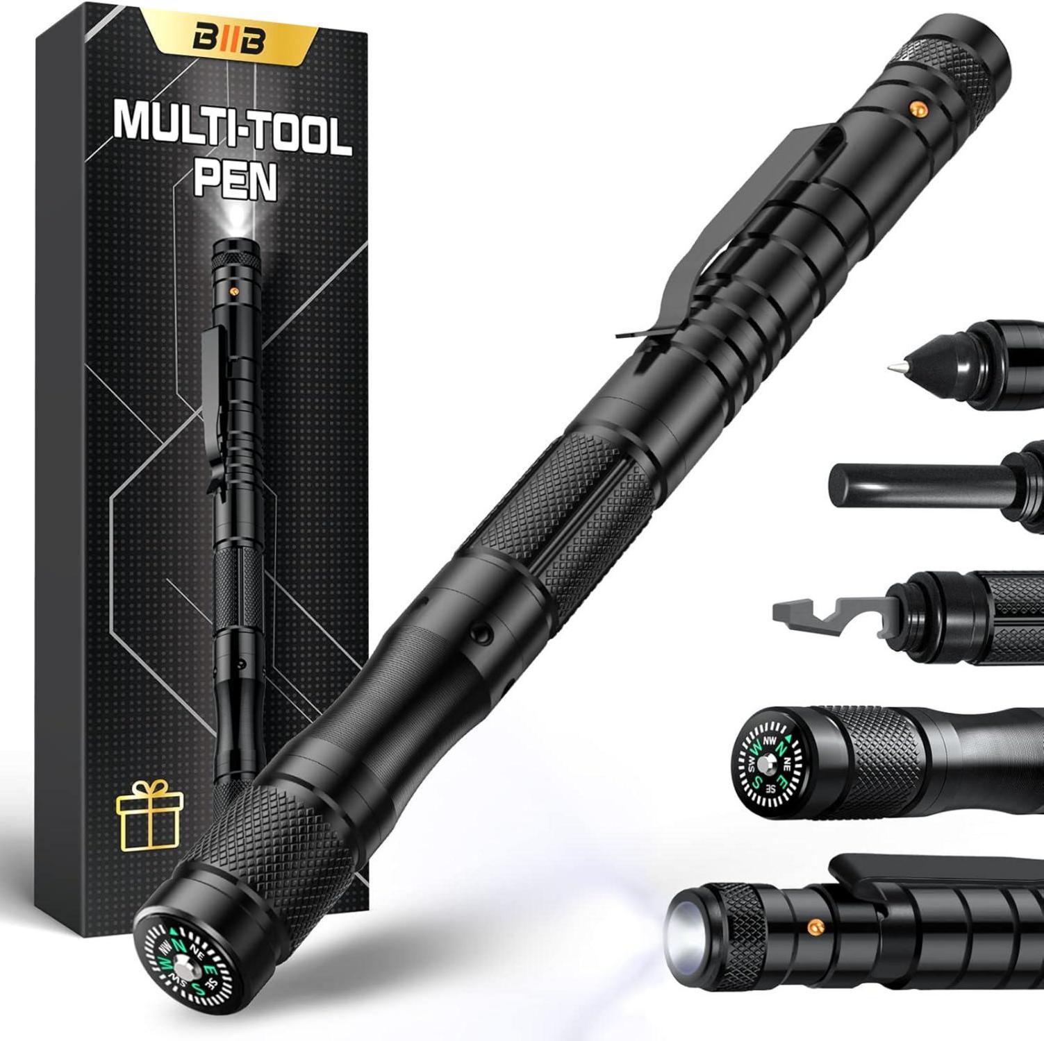 BIIB Multitool Stift LED-Licht Schwarz Magnetisch
