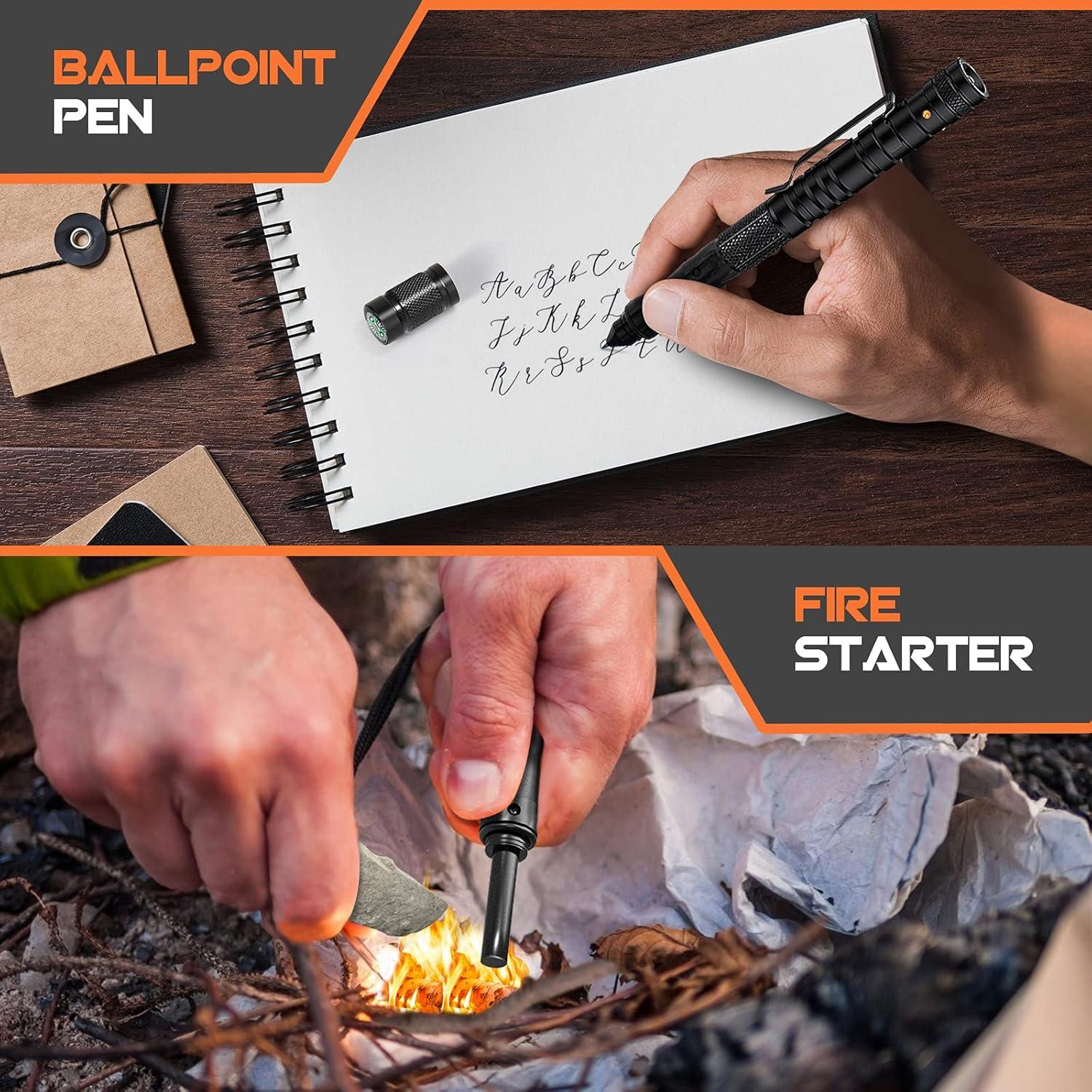 BIIB Multitool Stift mit LED-Licht und Kompass Schwarz