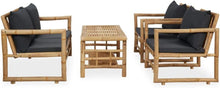 vidaXL Gartenmöbel-Set 4-tlg. Bambus Sitzgruppe Auflagen
