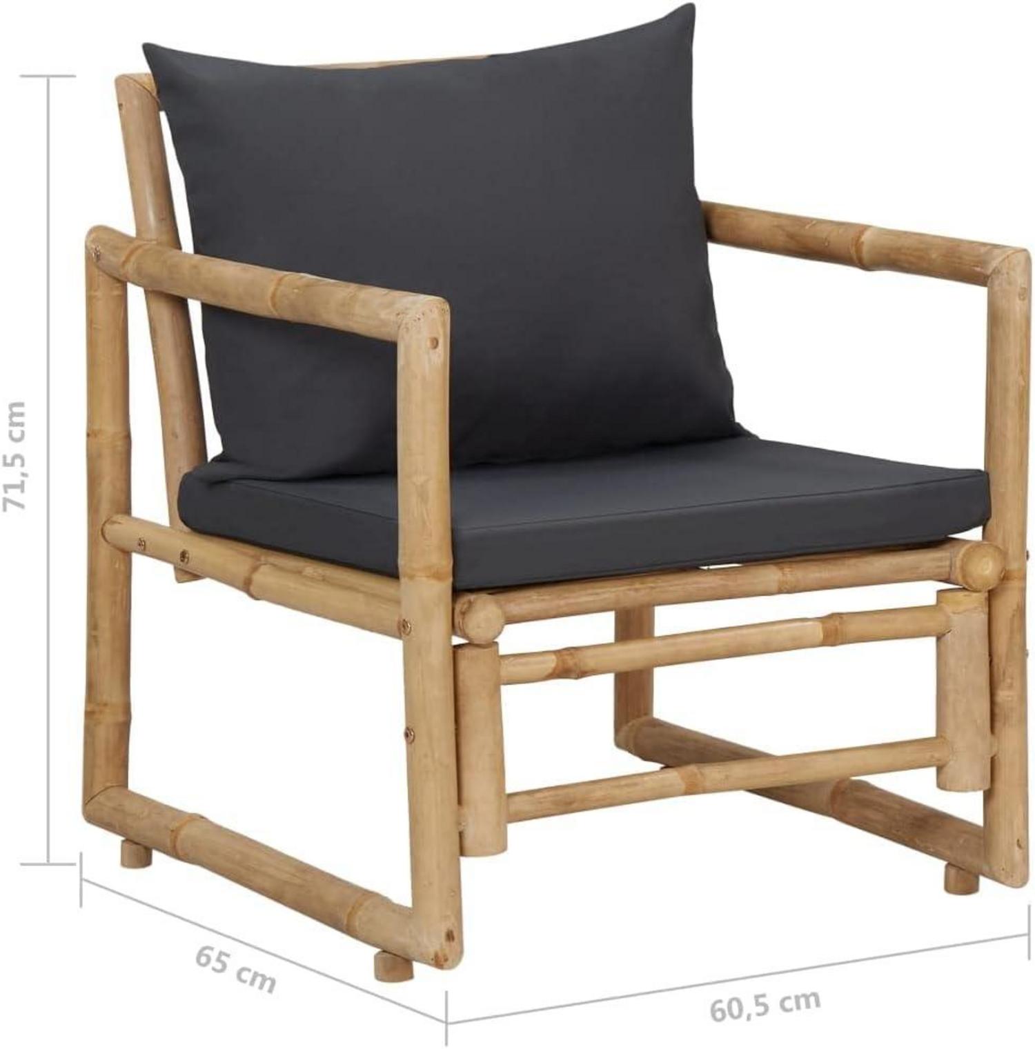 vidaXL Gartenmöbel-Set 4-TLG. Bambus Sitzgruppe mit Auflagen