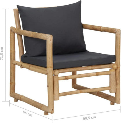 vidaXL Gartenmöbel-Set 4-TLG. Bambus Sitzgruppe mit Auflagen