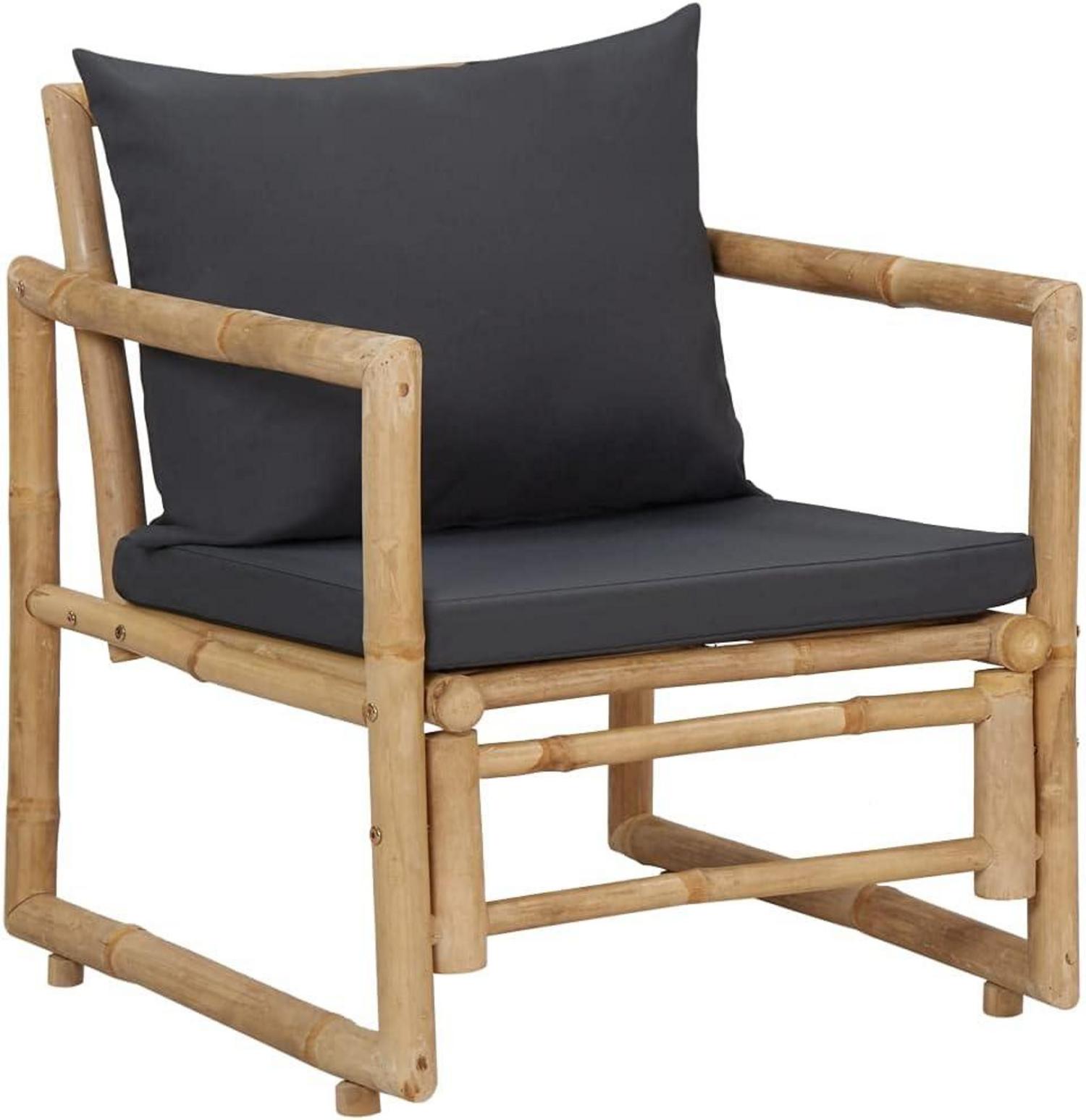 vidaXL Gartenmöbel Set 4-tlg. Bambus Bank Stuhl Tisch Auflagen