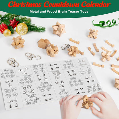 Adventskalender 2024 Knobelspiele Kinder Metall Holz Puzzle