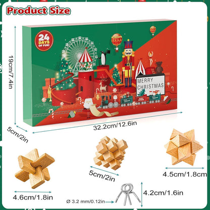 Adventskalender 2024 Knobelspiele Kinder Metall Holz Puzzle