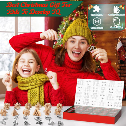 Knobelspiele Adventskalender 2024 Metall Holz 3D Puzzle Kinder & Erwachsene