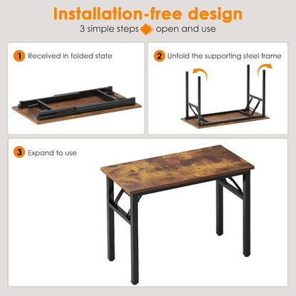 Klapptisch 80x40 cm, kein Aufbau, Home Office Schreibtisch Grau/Schwarz