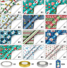 Geschenkpapier Weihnachten Recycling Set 12 Blatt Edel