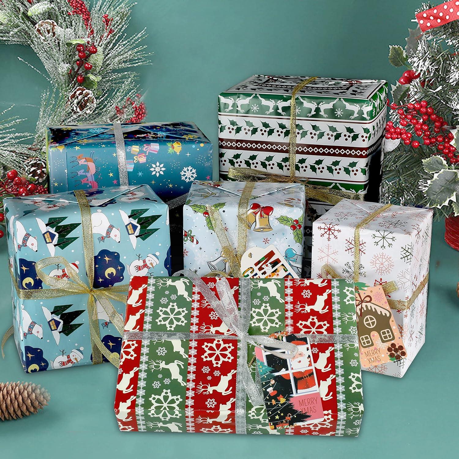 Weihnachtspapier Geschenkset Recycling und Geschenkanhänger Blau 12