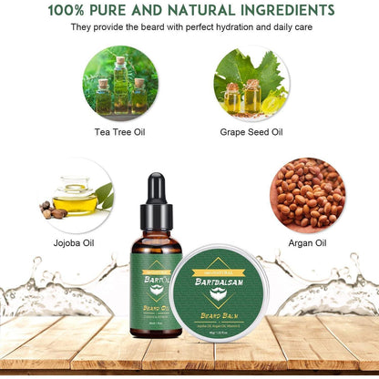 Bartpflege Set Männer 9-tlg mit Natürlichen Inhaltsstoffen