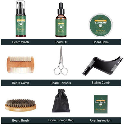Bartpflege Set Männer 9-tlg mit Natürlichen Inhaltsstoffen
