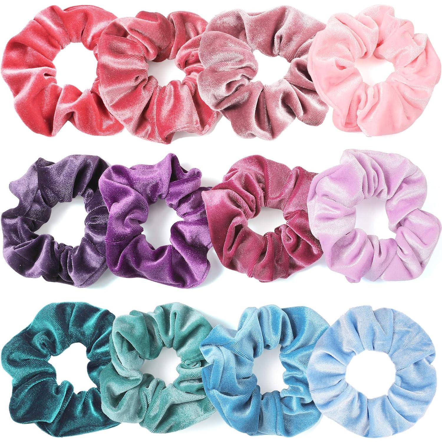 12 Stück Haargummis Samt Scrunchies Weich Elastisch Pastellfarben