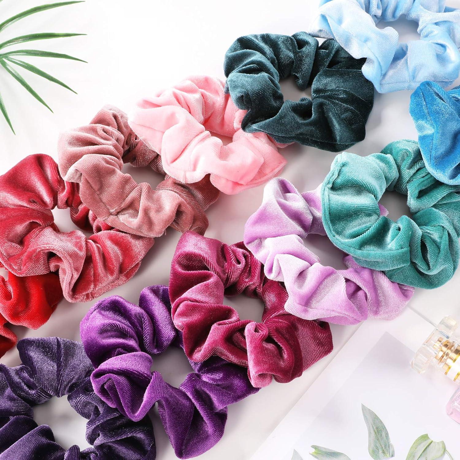 12 Stück Haargummis Samt Scrunchies Weich Elastisch Pastellfarben