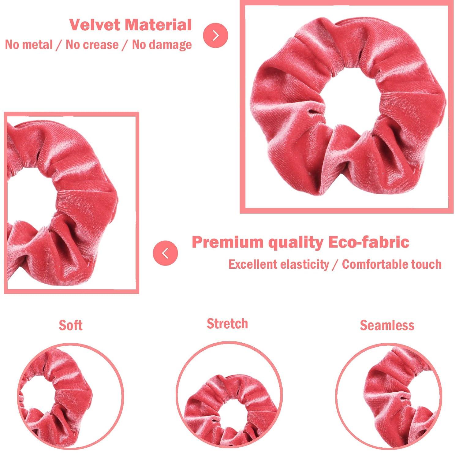 Haargummis Scrunchies aus Samt für Damen und Mädchen, 12 Stück - Pastellfarben