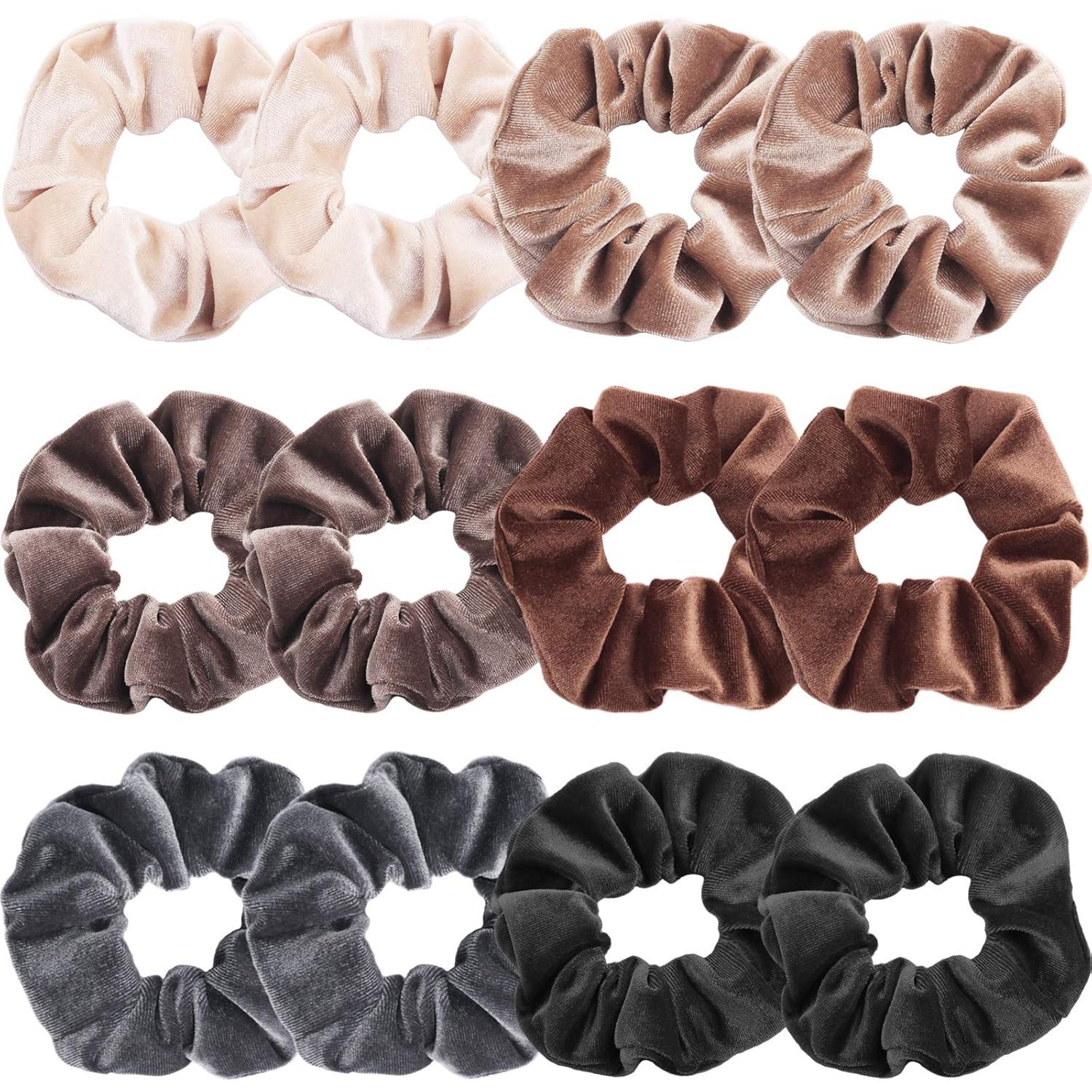 12er Pack Samt Haargummis Scrunchies, Weiche elastische Haarbänder