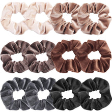 12er Pack Samt Haargummis Scrunchies, Weiche elastische Haarbänder