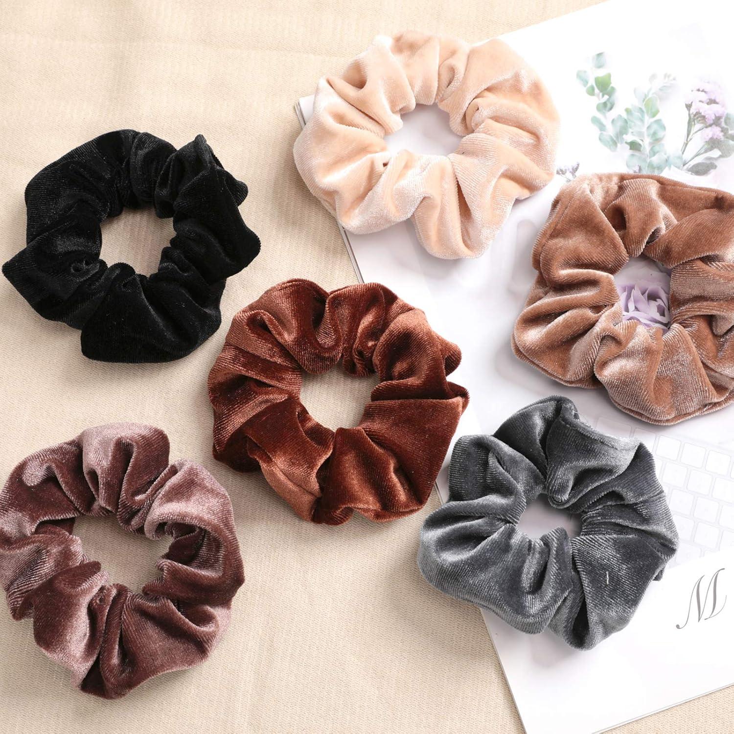 Scrunchies Samt Haargummis Damen 12 Stück Neutrale Farben