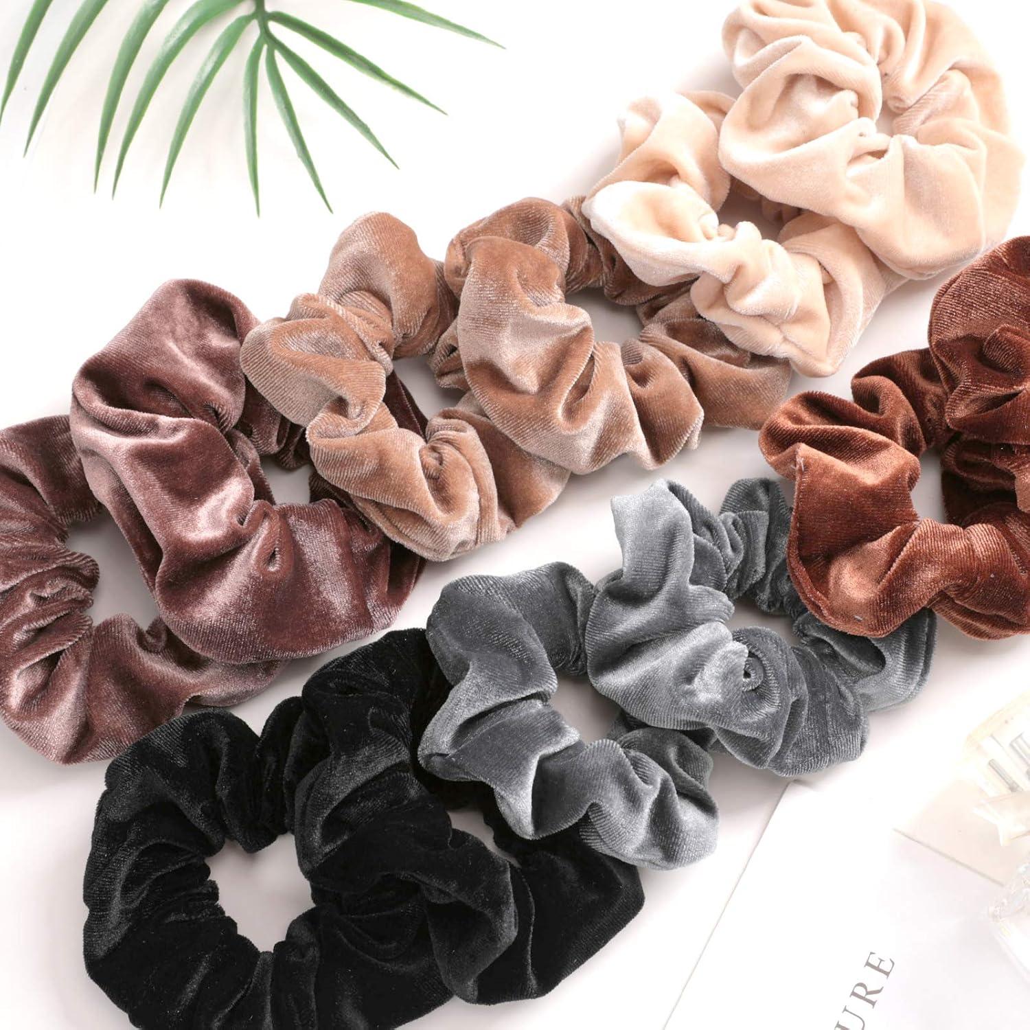 12er Pack Samt Haargummis Scrunchies, Weiche elastische Haarbänder