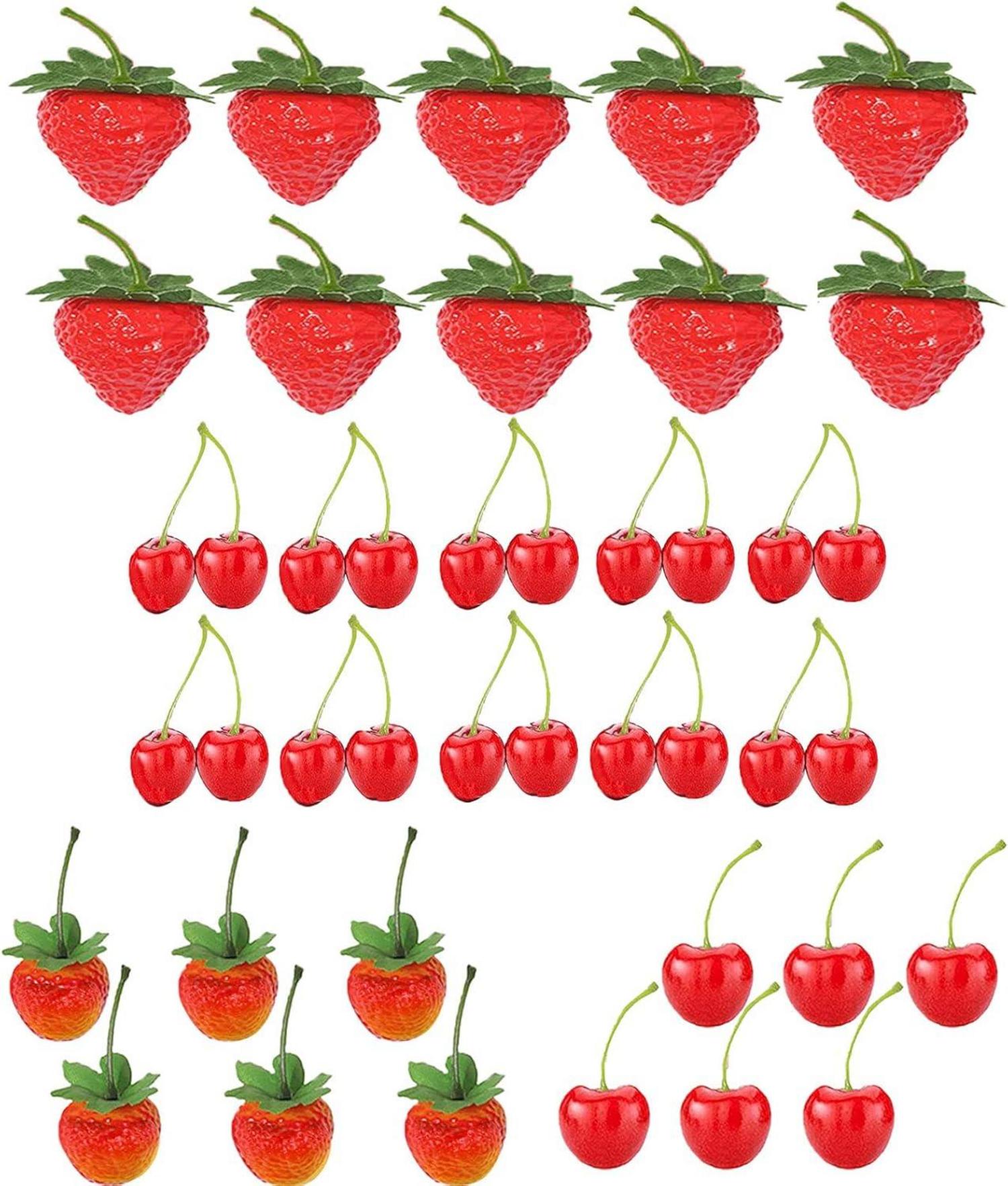 Künstliche Erdbeeren Kirschen Set 32-teilig Simulation Plastikfrucht