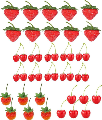 Künstliche Erdbeeren Kirschen Set 32-teilig Simulation Plastikfrucht