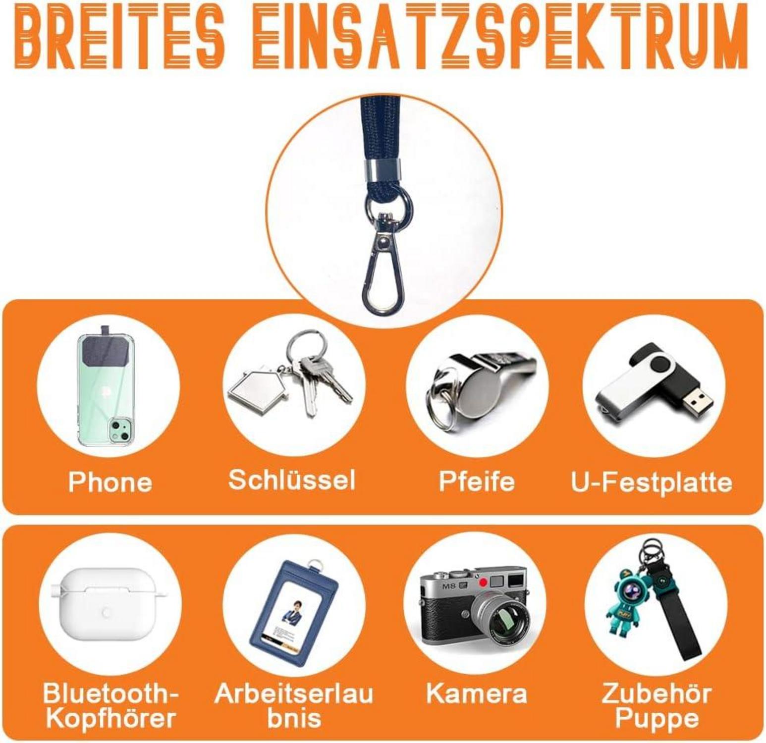 Handykette Universal zum Umhängen für jedes Handy Schwarz Gelb