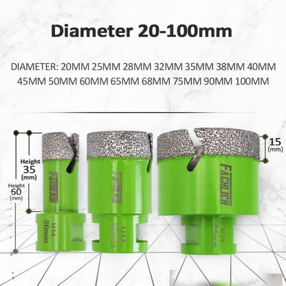 Diamant-Bohrkronen 2 Stk. 90mm M14 Vakuumgelötet für Fliesen & Granit