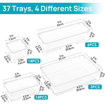 Schubladen Organizer Set 37 Stücke Klar Kunststoff Makeup