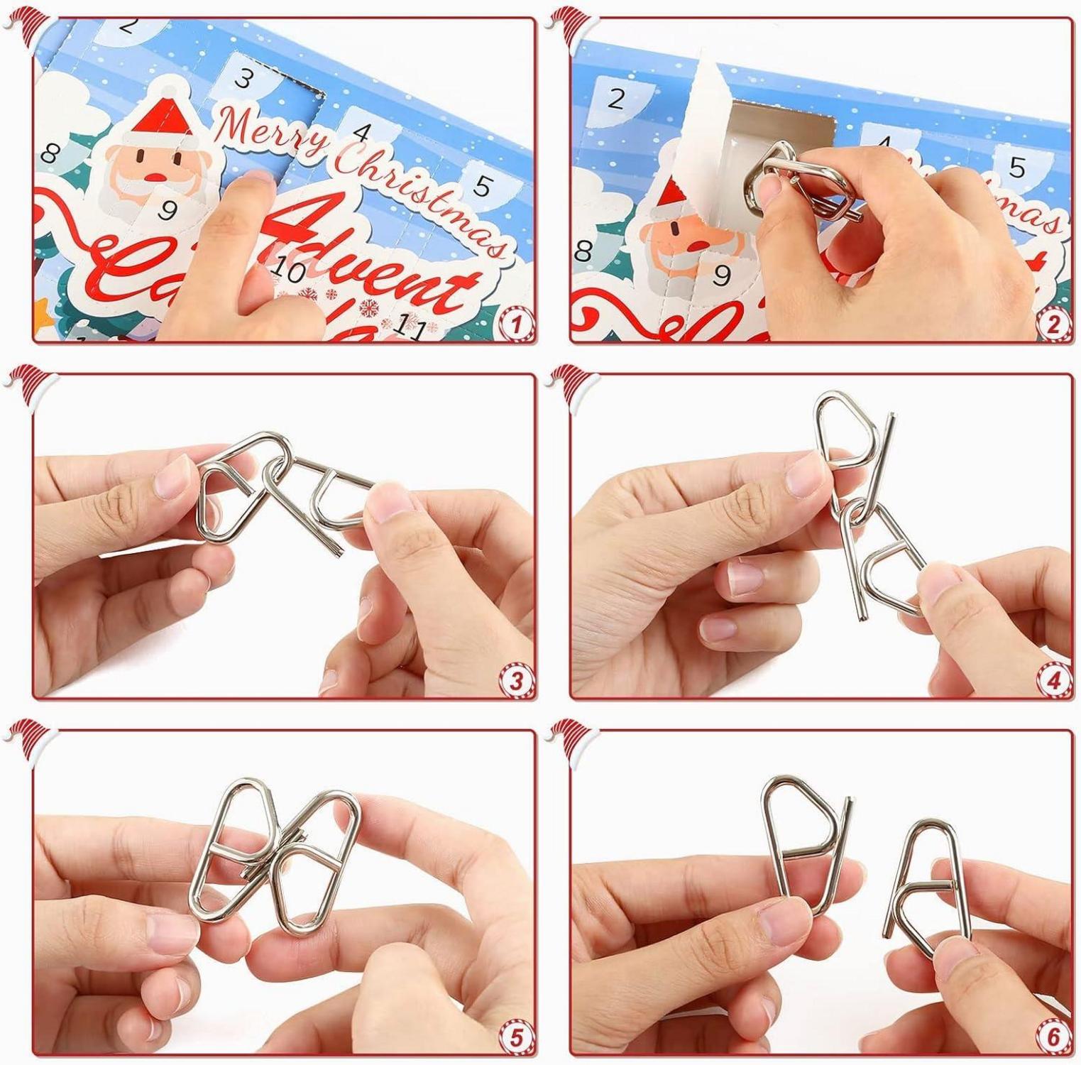 Metall Knobelspiele Adventskalender 24 Puzzle Weihnachten Kinder