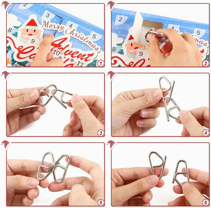 Metall Knobelspiele Adventskalender 24 Puzzle Weihnachten Kinder