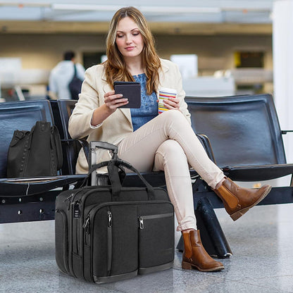 Schwarze VANKEAN 17.3'' Laptoptasche Rollen Handgepäck RFID