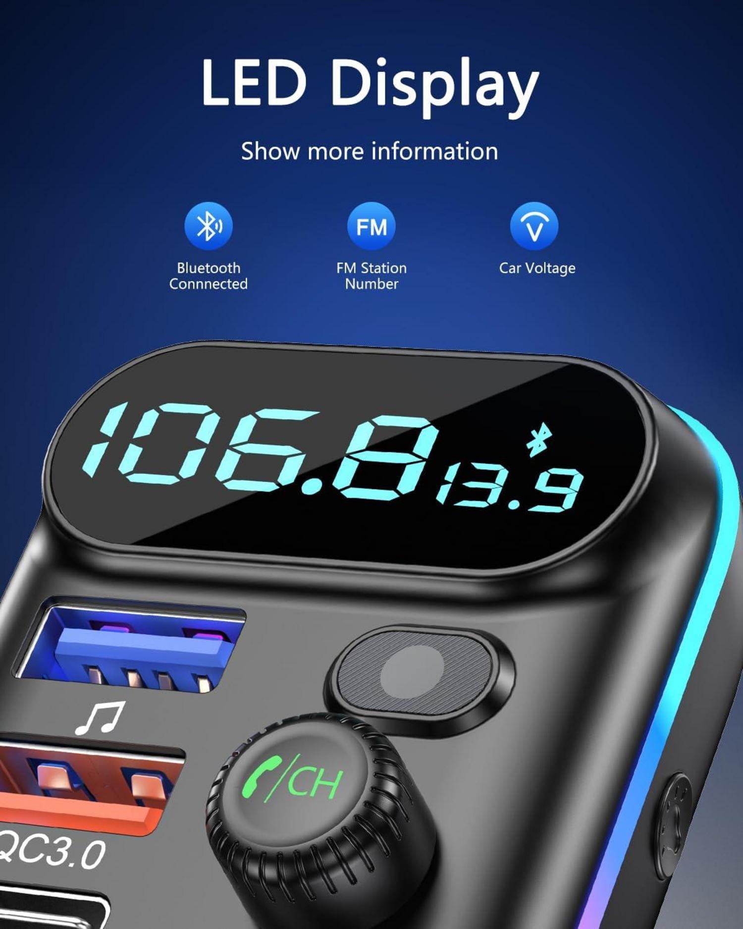 Bluetooth FM Transmitter Auto Radio Adapter USB PD Typ-C QC 3.0