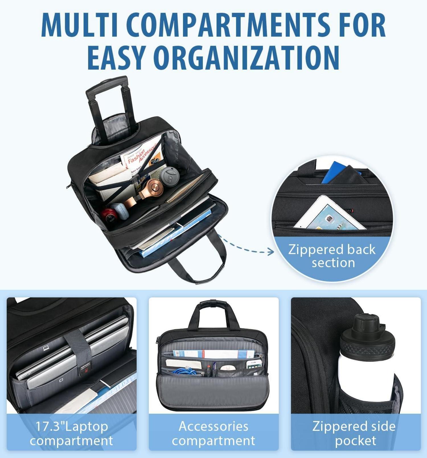 Rollender Laptoptrolley für 17,3 Zoll Laptop, wasserdichte
