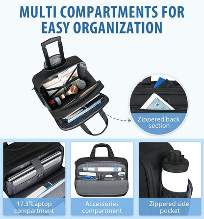 Rollender Laptoptrolley für 17,3 Zoll Laptop, wasserdichte
