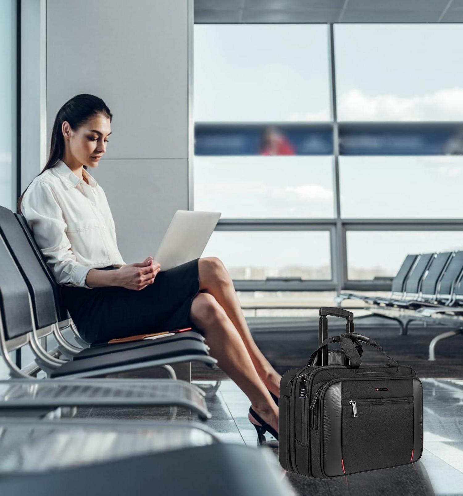 Bussiness Trolley Laptoptasche mit Rädern für 17,3 Zoll