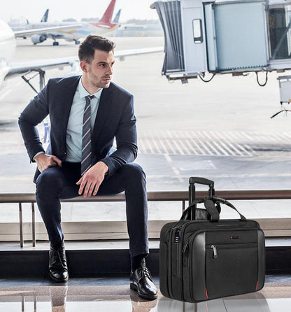 Business Trolley Laptoptasche mit Rollen 17,3 Zoll wasserdicht aktiv in Schwarz