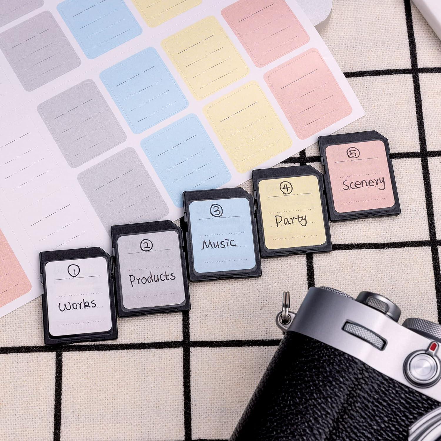 120 Stück Mehrzweck-Etiketten Aufkleber für Kamera Speicherkarten SD XQD CF USB - 5 Farben