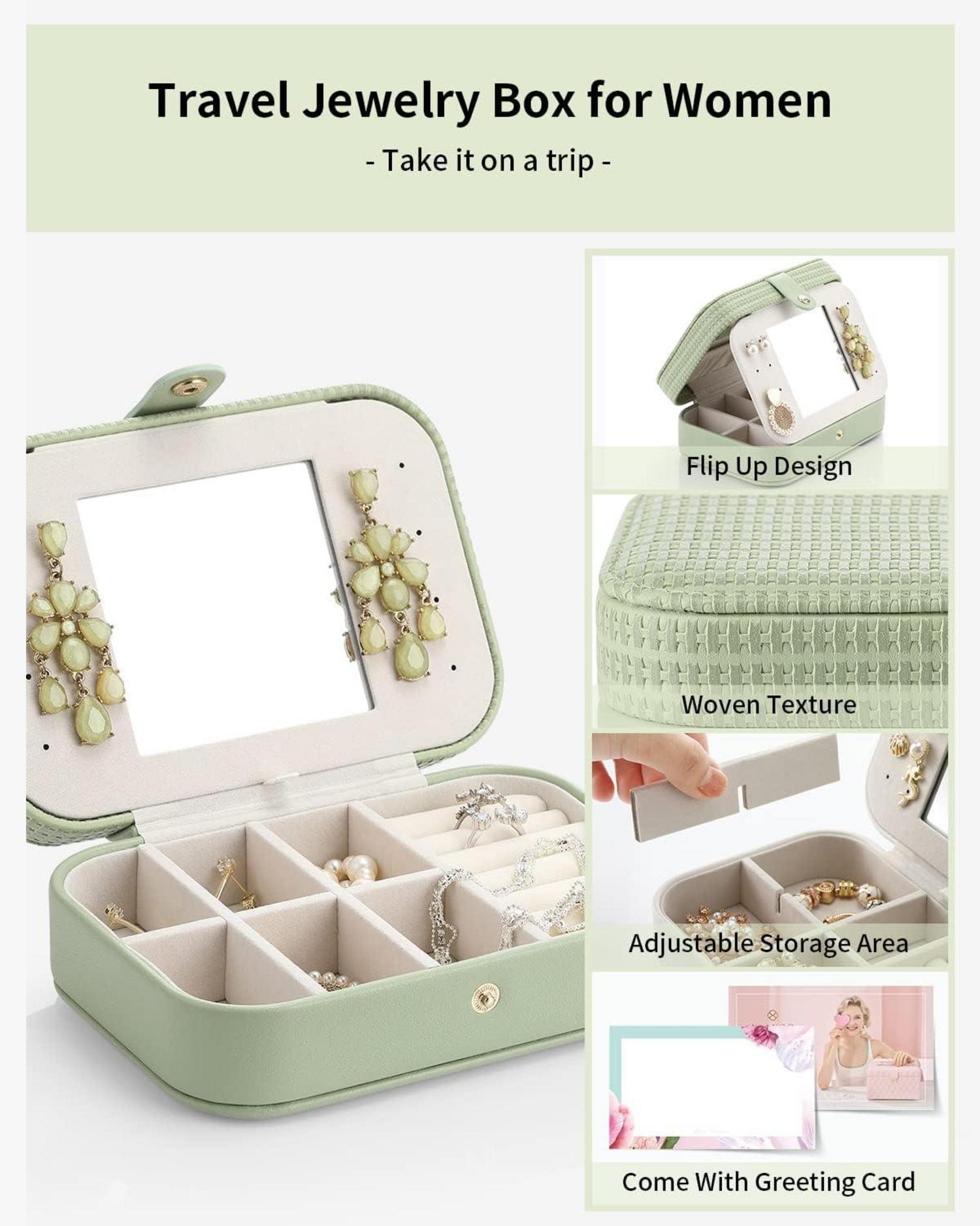 Vlando Schmuckkästchen Reise Vintage Mädchen Organizer Grün