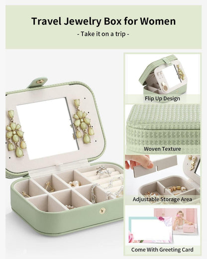 Vlando Schmuckkästchen Reise Vintage Mädchen Organizer Grün