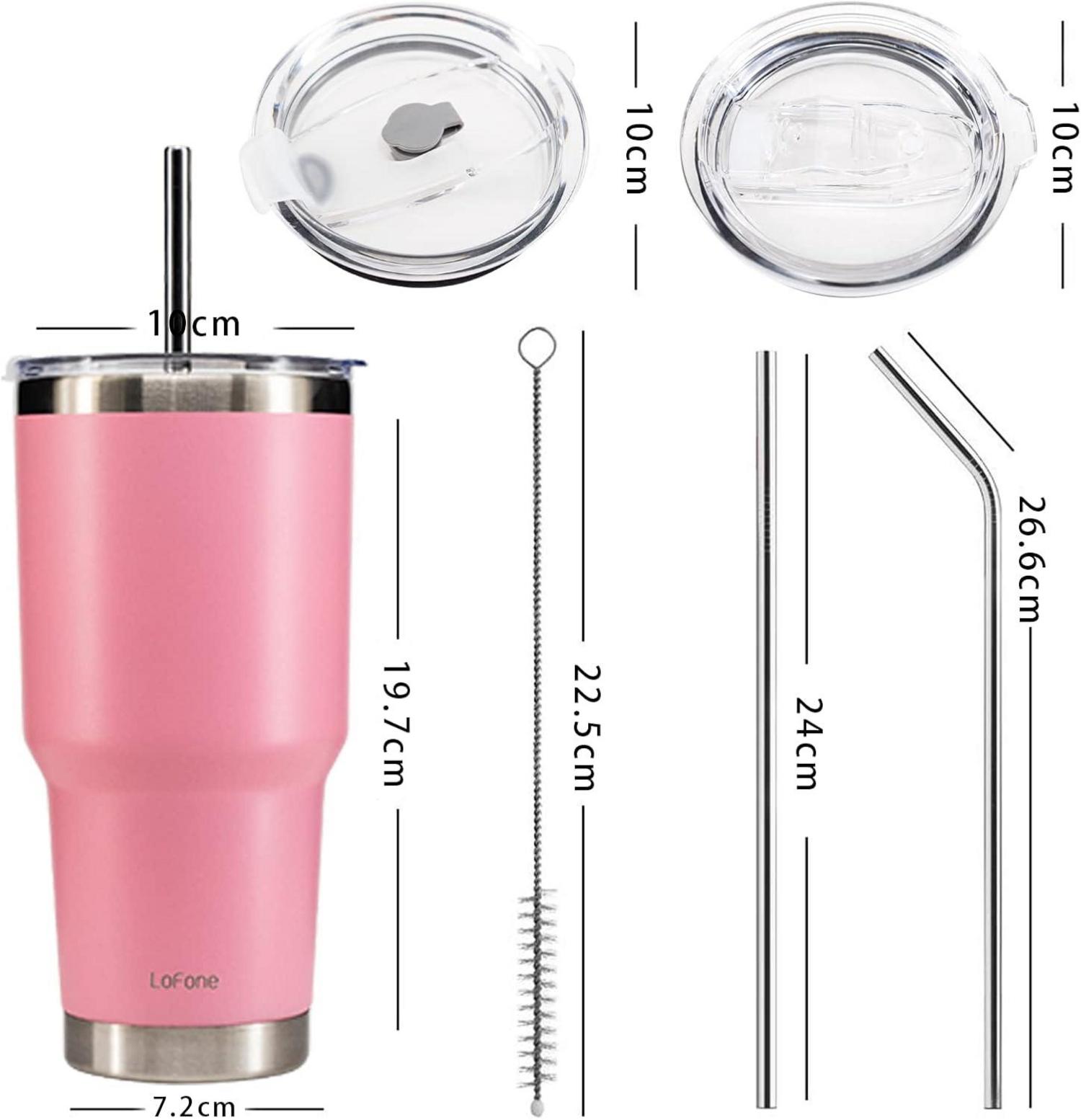 Travel Mug 850ml Kaffeebecher to go Strohhalm Isolierbecher