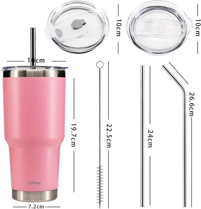 Travel Mug 850ml Kaffeebecher to go Strohhalm Isolierbecher