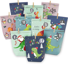 Adventskalender bunte Dinosaurier Papiertüten zum Befüllen