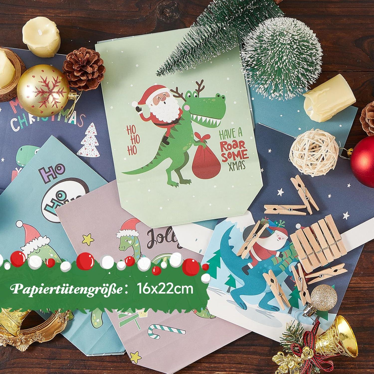 Adventskalender 24 Tüten Dinosaurier Motiv Selbstbefüllen&Aufhängen