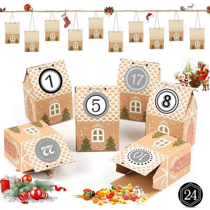 DIY Adventskalender Häuser 24 Stk. zum Befüllen Schwarz