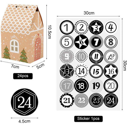 DIY Adventskalender Häuser 24 Stk. zum Befüllen Schwarz