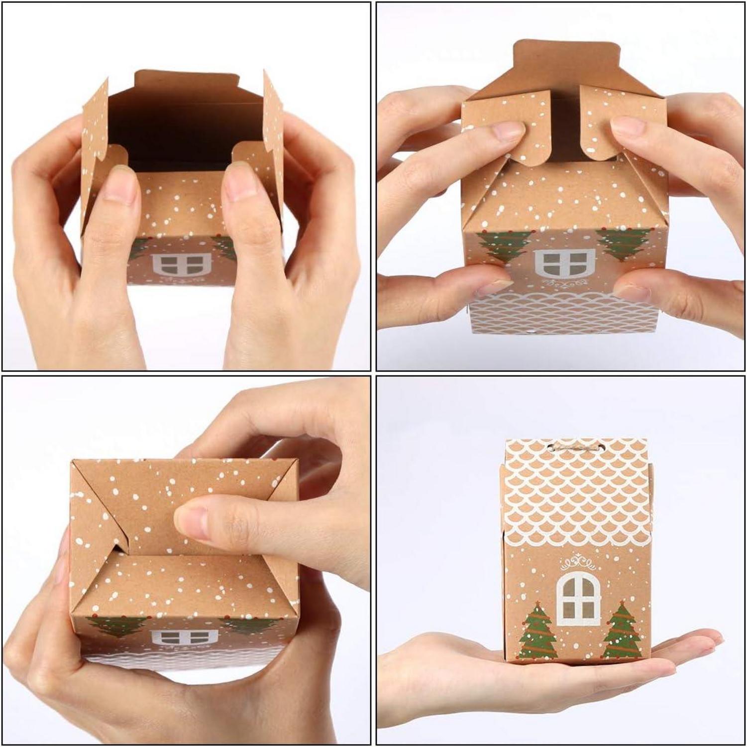 Adventskalender Häuser Bastelboxen Schwarz, 24 DIY Schachteln
